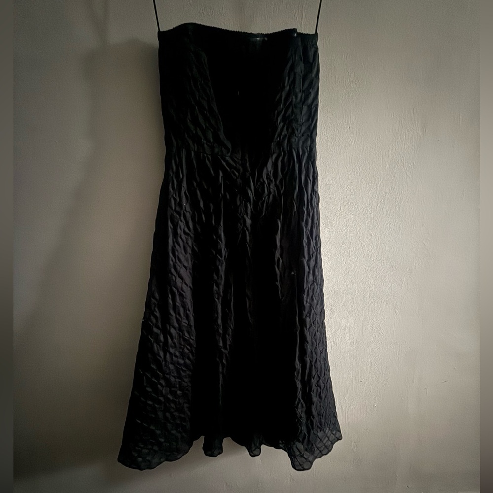 J. Crew Strapless Seersucker 100% Cotton Dress in Black, size 2